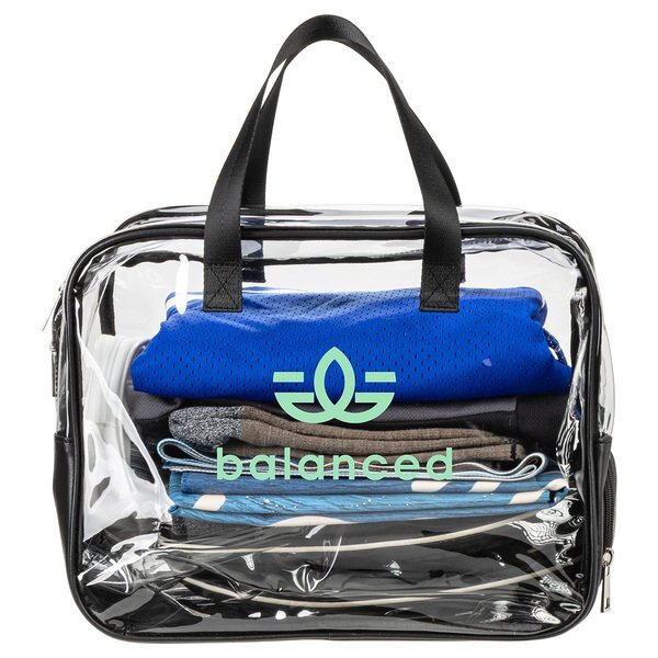 Gem Clear PVC Zippered Bag w/ Easy-Access Shoe Compartment