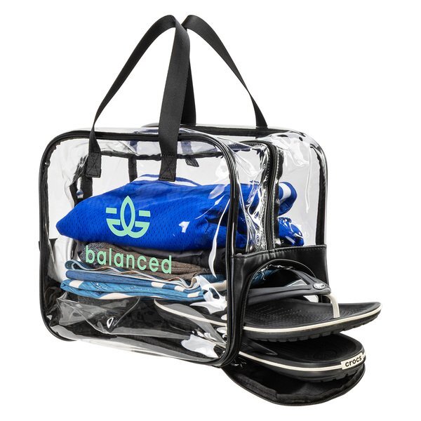 Gem Clear PVC Zippered Bag w/ Easy-Access Shoe Compartment