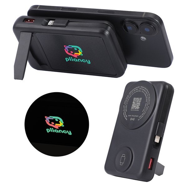 Imperial Light-Up Power Bank w/ Magnetic Wireless Charger, Watch Charger, Stand & Cable, 10000mAH