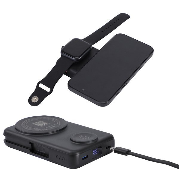 Imperial Light-Up Power Bank w/ Magnetic Wireless Charger, Watch Charger, Stand & Cable, 10000mAH