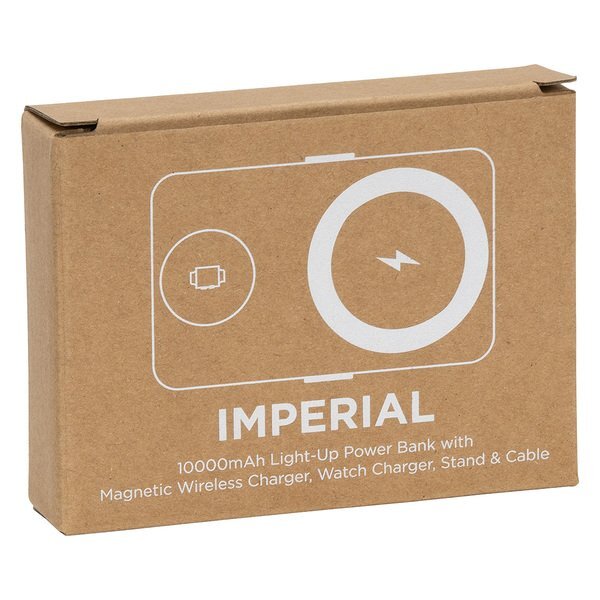 Imperial Light-Up Power Bank w/ Magnetic Wireless Charger, Watch Charger, Stand & Cable, 10000mAH
