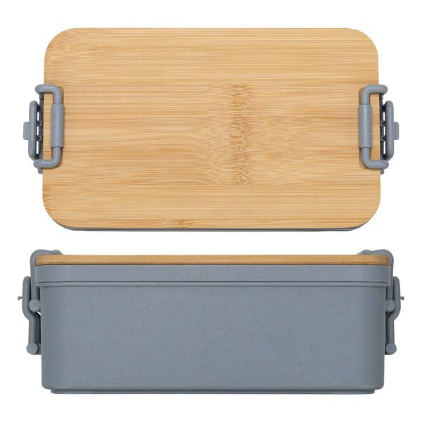 Chuckwagon Stackable Lunch Box w/ Bamboo Lid & Utensils