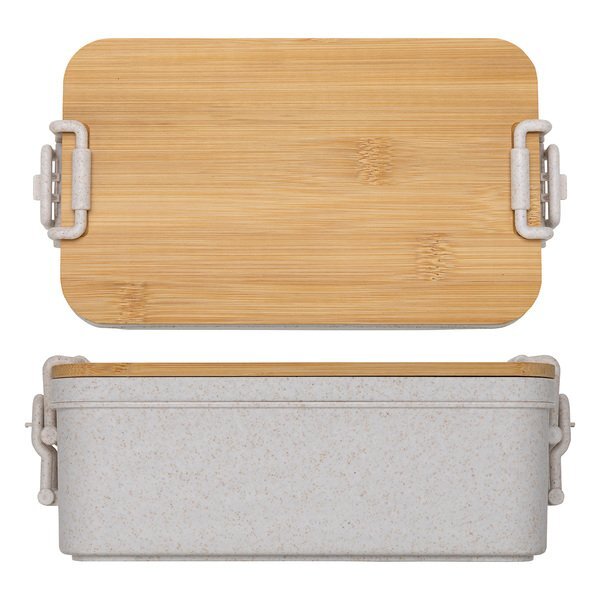 Chuckwagon Stackable Lunch Box w/ Bamboo Lid & Utensils