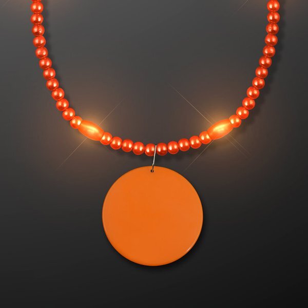 Light Up Mardi Gras Beads Necklace with Medallion