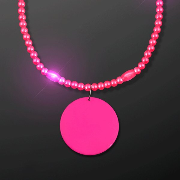 Light Up Mardi Gras Beads Necklace with Medallion
