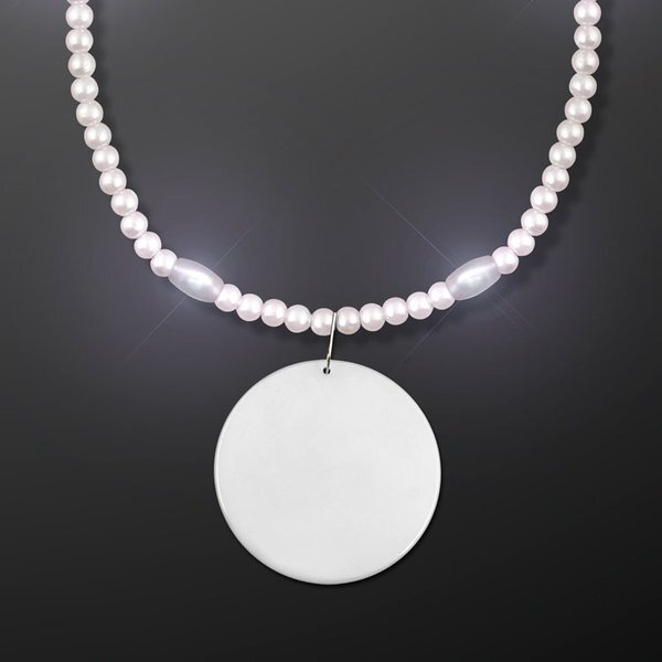 Light Up Mardi Gras Beads Necklace with Medallion