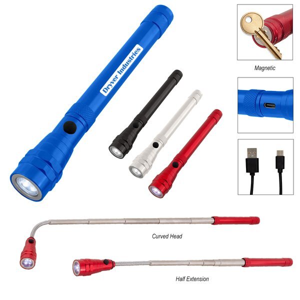 Telescopic Rechargeable Recycled Aluminum Flashlight w/ Magnet 2.0