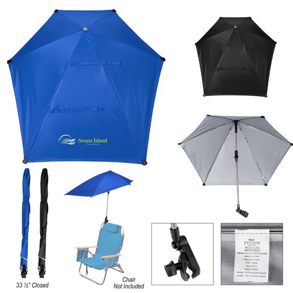 SPF 50 rPET Manual Open Chair Umbrella, 50" Arc