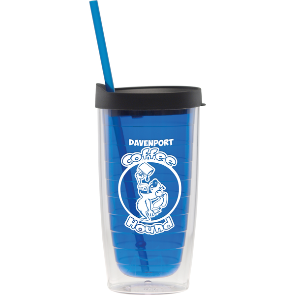 Fun Plastic Tumbler w/ Straw, 15oz., BPA Free