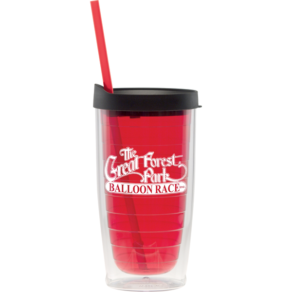 Fun Plastic Tumbler w/ Straw, 15oz., BPA Free