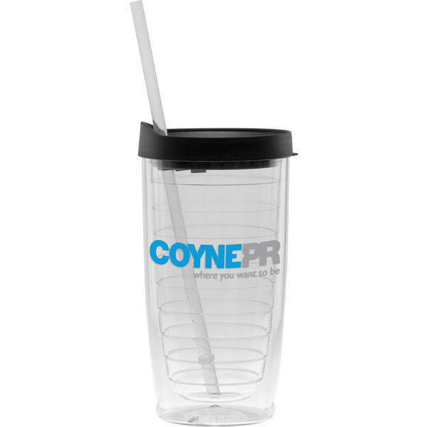 Fun Plastic Tumbler w/ Straw, 15oz., BPA Free