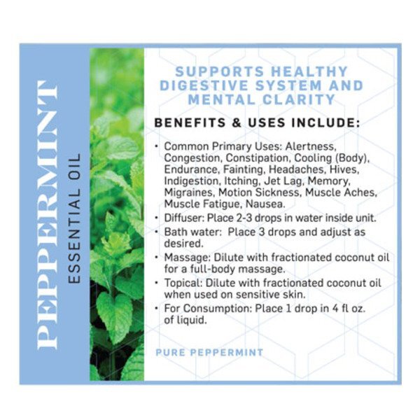 Peppermint Essential Oil Amber Dropper Bottle, 15ml.