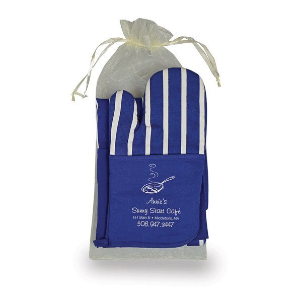 Striped Apron & Oven Mitt Combo Set