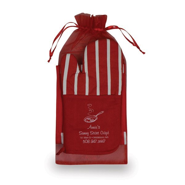 Striped Apron & Oven Mitt Combo Set
