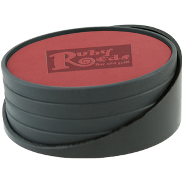 Regency 4 Piece Leatherette Coaster Set