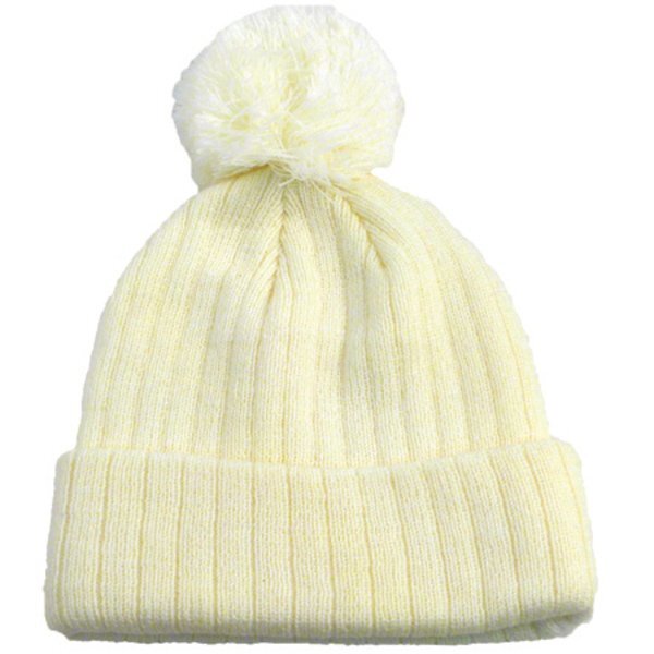 Knit Beanie With Pom Top