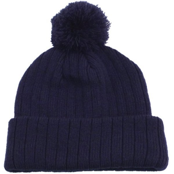Knit Beanie With Pom Top