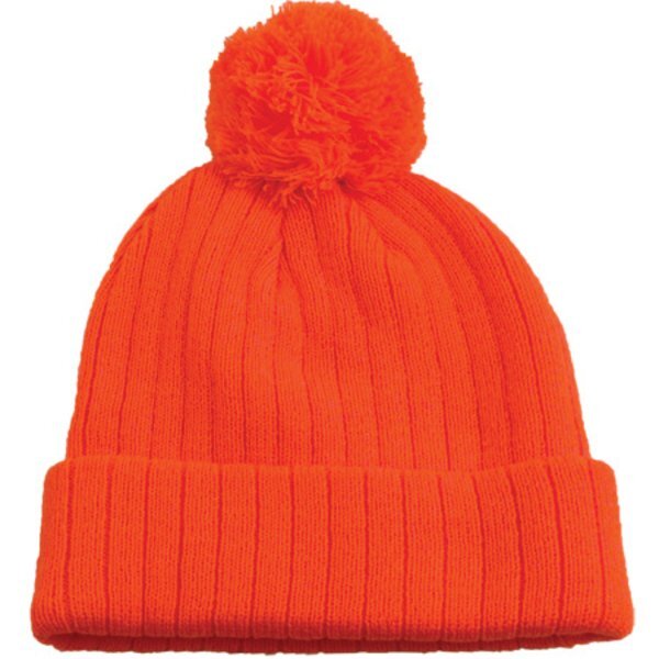 Knit Beanie With Pom Top