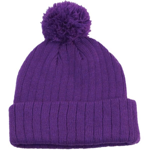 Knit Beanie With Pom Top