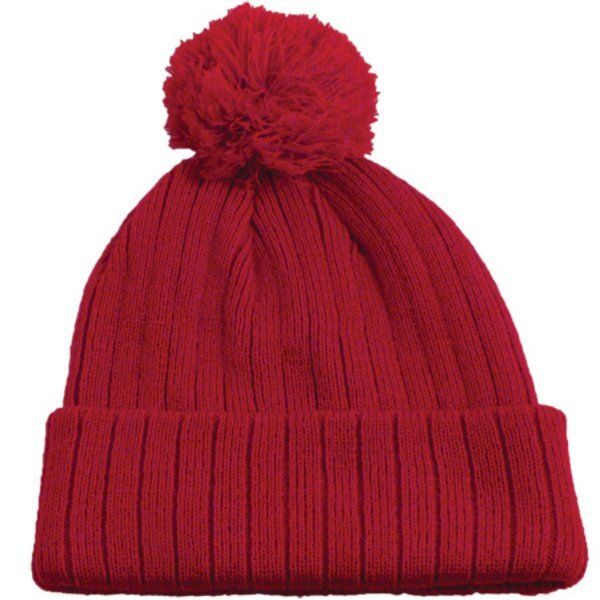 Knit Beanie With Pom Top