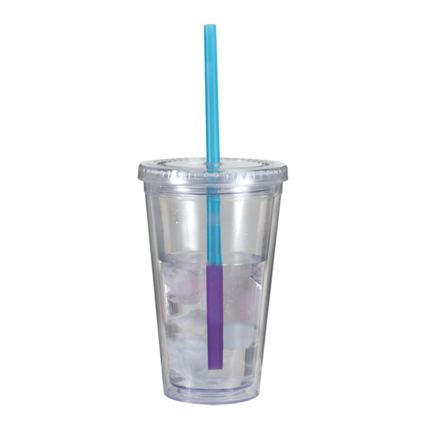 Dynamic Acrylic Tumbler w/ Mood Color Changing Straw, 16oz., BPA Free