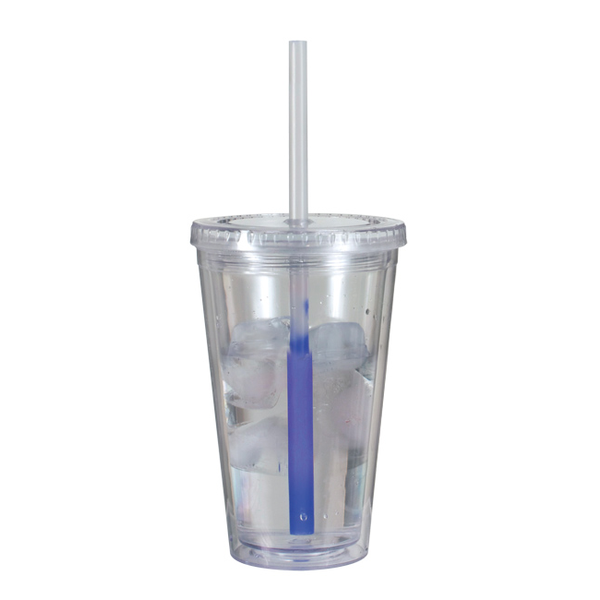 Dynamic Acrylic Tumbler w/ Mood Color Changing Straw, 16oz., BPA Free