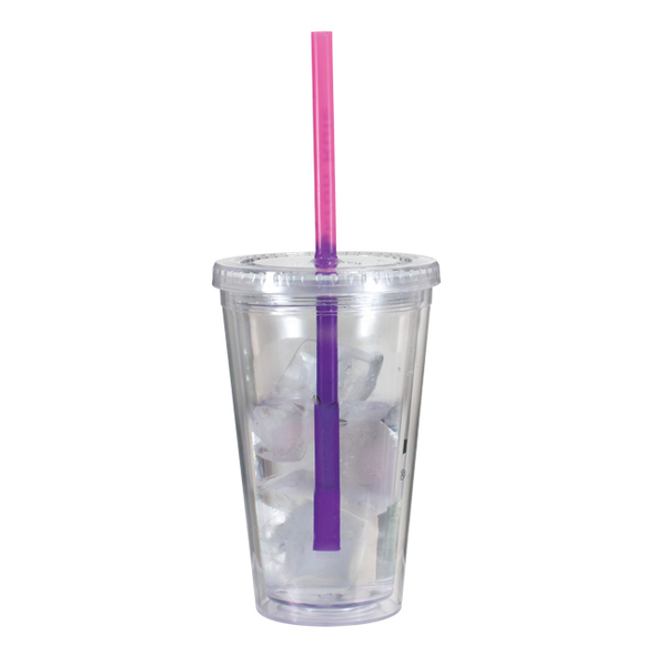 Dynamic Acrylic Tumbler w/ Mood Color Changing Straw, 16oz., BPA Free
