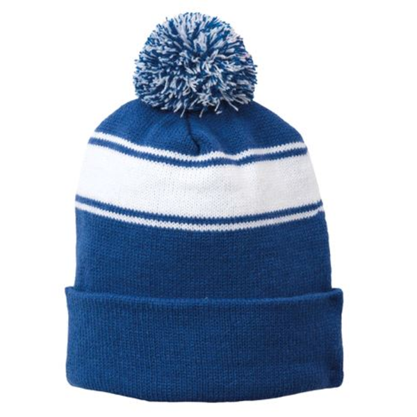Sport-Tek® Stripe Pom Pom Beanie
