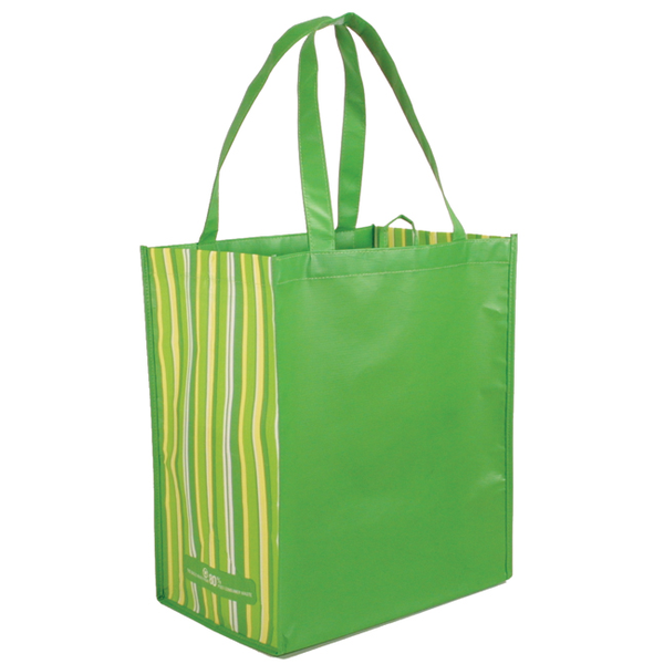 Laminated Striped Non-Woven Grocery Tote