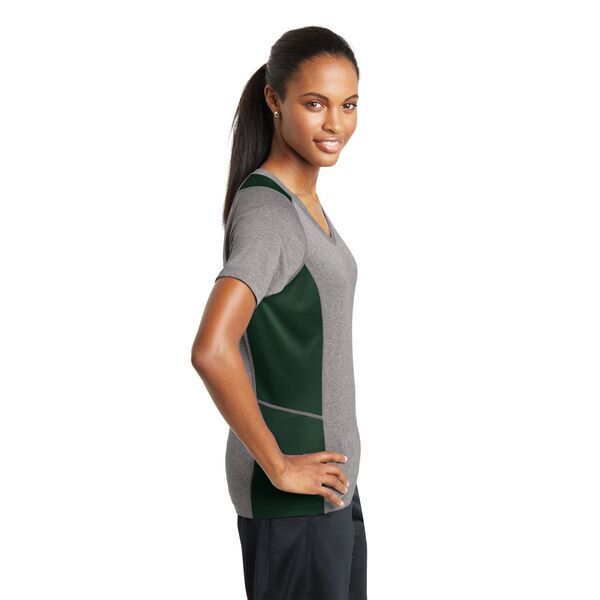 Sport-Tek® Heather Colorblock Contender™ Ladies' V-Neck Performance Tee