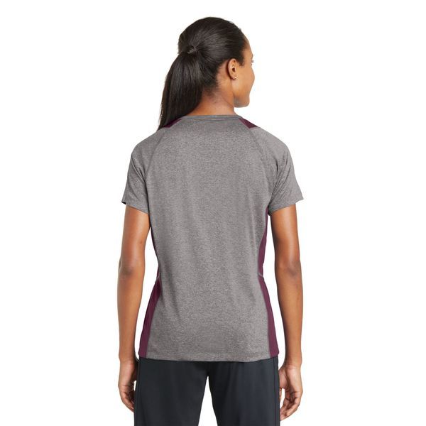 Sport-Tek® Heather Colorblock Contender™ Ladies' V-Neck Performance Tee