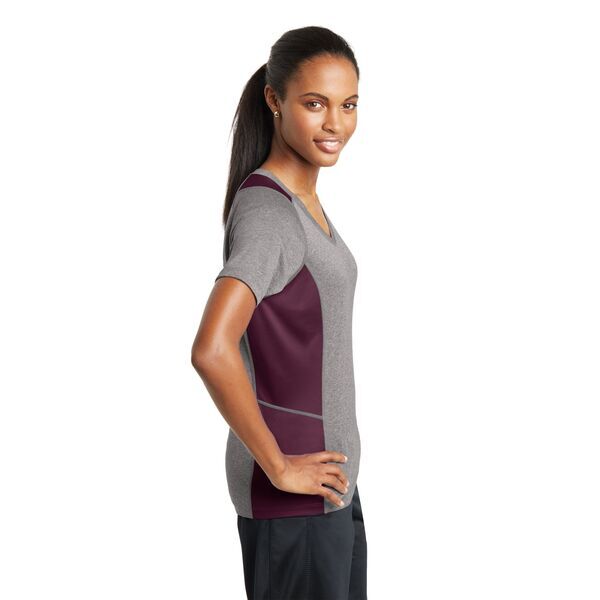 Sport-Tek® Heather Colorblock Contender™ Ladies' V-Neck Performance Tee