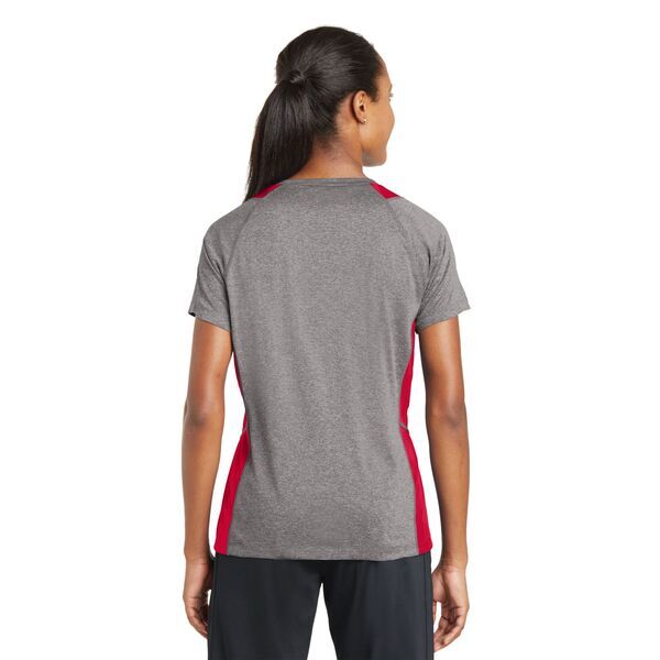 Sport-Tek® Heather Colorblock Contender™ Ladies' V-Neck Performance Tee