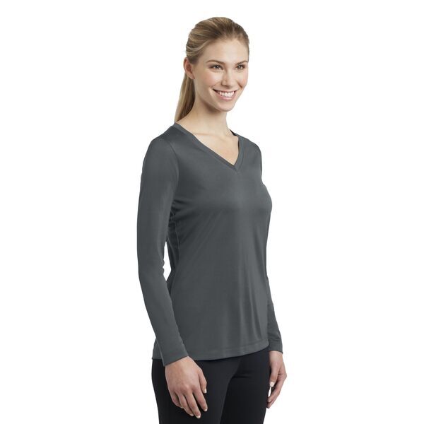 Sport-Tek® PosiCharge™ Competitor™ Ladies' Interlock Long Sleeve Performance V-Neck Tee