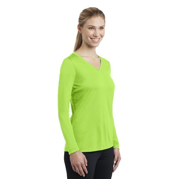 Sport-Tek® PosiCharge™ Competitor™ Ladies' Interlock Long Sleeve Performance V-Neck Tee