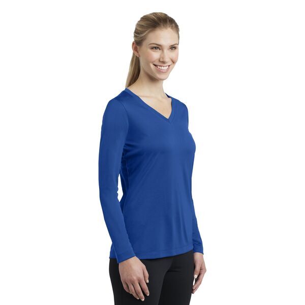 Sport-Tek® PosiCharge™ Competitor™ Ladies' Interlock Long Sleeve Performance V-Neck Tee