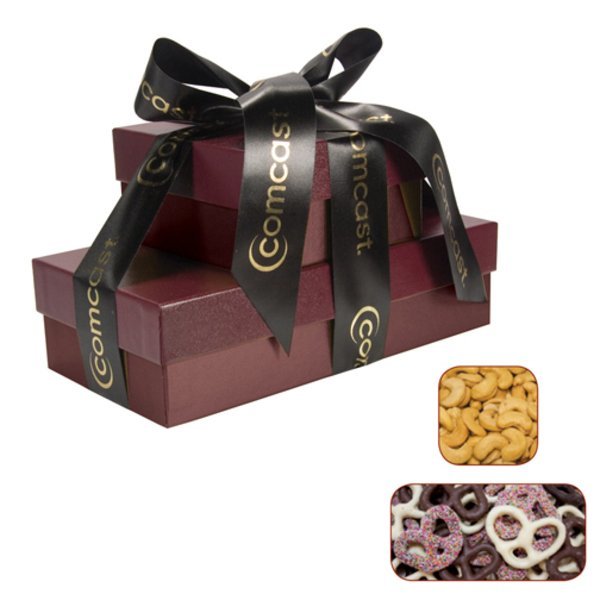 Cosmopolitan Chocolate Covered Pretzels & Cashews Gift Tower