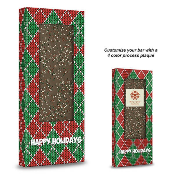 Gourmet Belgian Chocolate Bar with Holiday Nonpareil Sprinkles