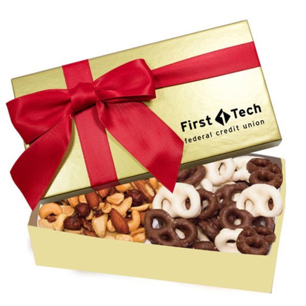 Executive Gift Box w/ Mini Chocolate Pretzels & Mixed Nuts