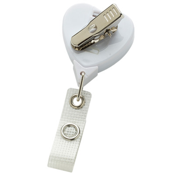 Antimicrobial Jumbo Heart Retractable Badgeholder, Alligator Clip