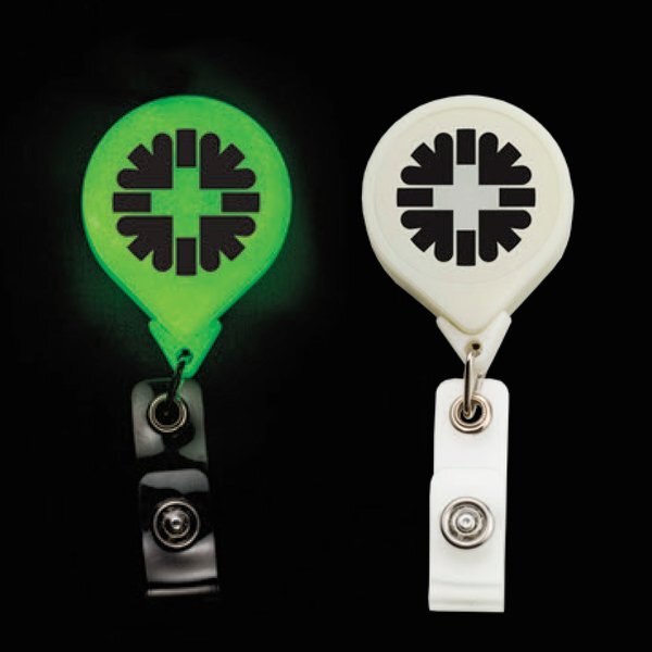 Glow in the Dark Jumbo Round Retractable Badgeholder, Alligator Clip
