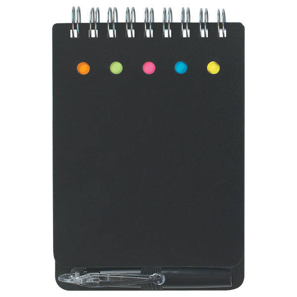 Spiral Jotter w/ Sticky Notes, Flags & Pen, 3-1/2" x 5-1/4"
