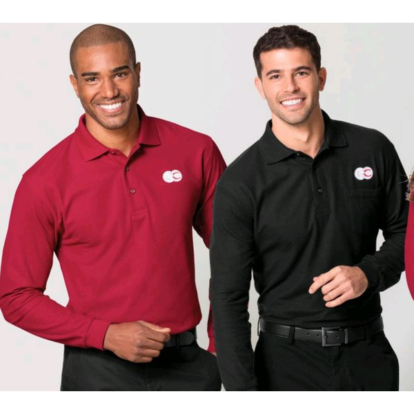 Port Authority® Silk Touch™ Pique Men's Long Sleeve Polo with Pocket