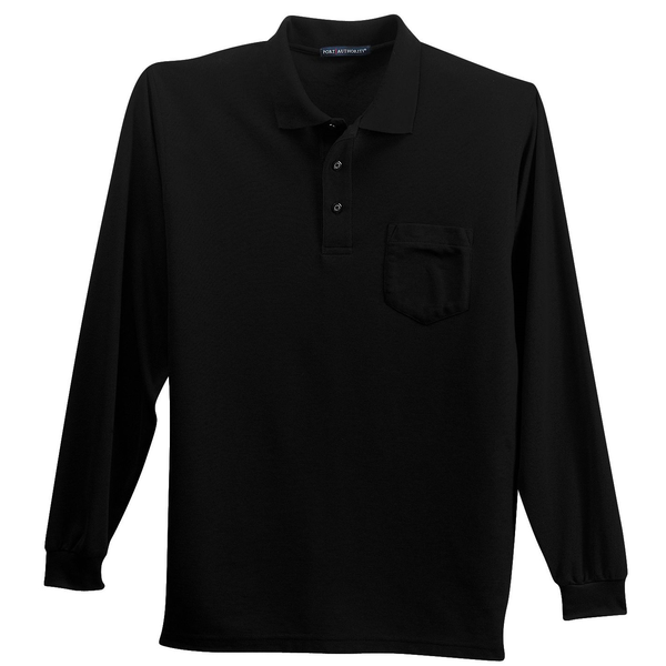 Port Authority® Silk Touch™ Pique Men's Long Sleeve Polo with Pocket