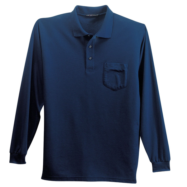 Port Authority® Silk Touch™ Pique Men's Long Sleeve Polo with Pocket