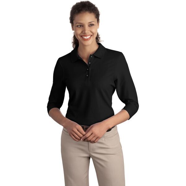 Port Authority® Silk Touch™ Pique Ladies' 3/4 Sleeve Polo