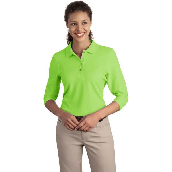Port Authority® Silk Touch™ Pique Ladies' 3/4 Sleeve Polo