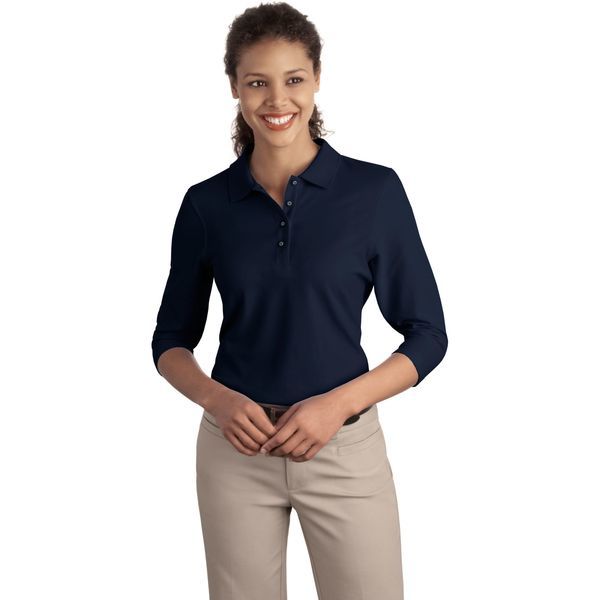 Port Authority® Silk Touch™ Pique Ladies' 3/4 Sleeve Polo