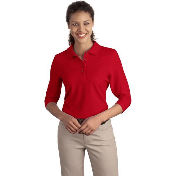 Port Authority® Silk Touch™ Pique Ladies' 3/4 Sleeve Polo