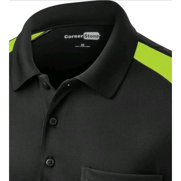 CornerStone® Select Snag-Proof Two Way Colorblock Men's Polo with Pocket